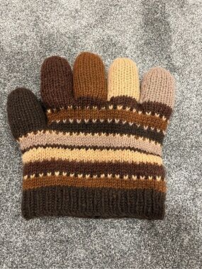 Striped Knit Men's 100% wool lining Turkey hat in Brown and Tan
